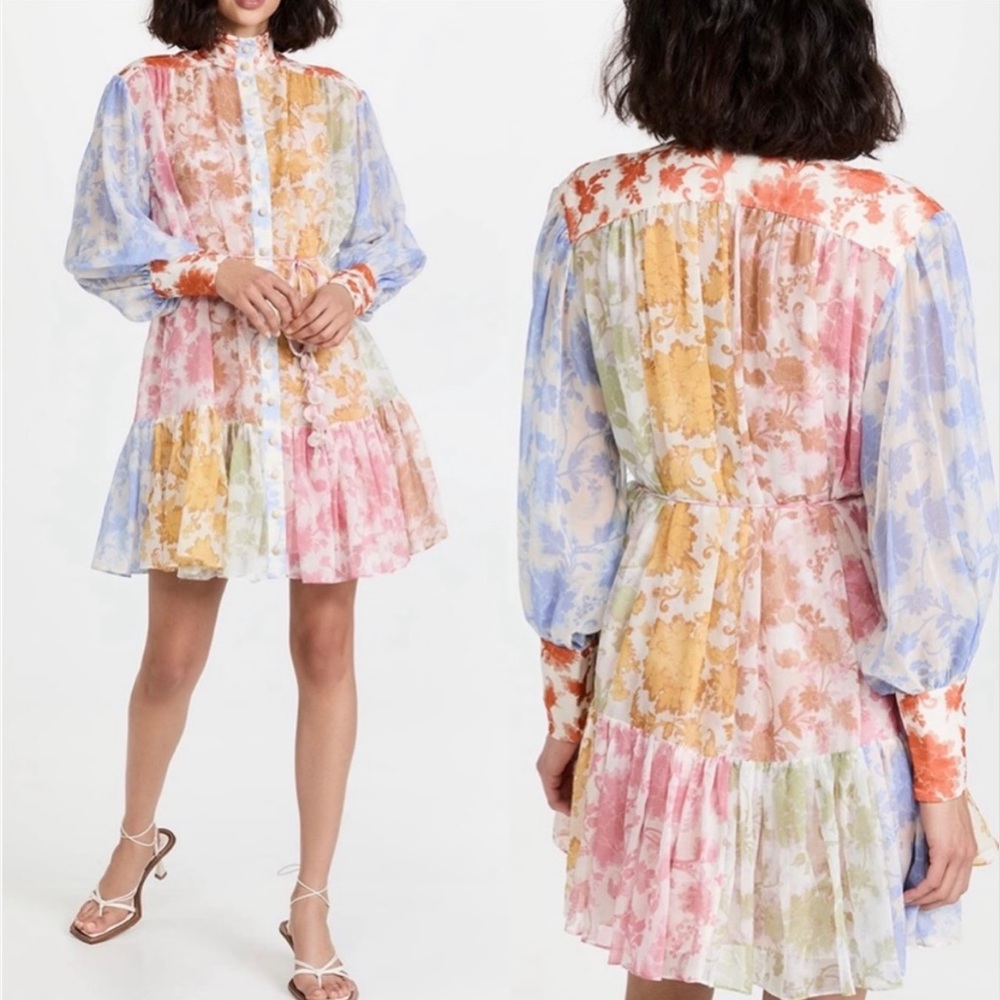 Zimmerman Postcard Lantern Mini Dress with Sea shell belt